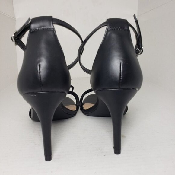 Parker & Sky Louise Black Open Toe Buckle Heels - Picture 7 of 10